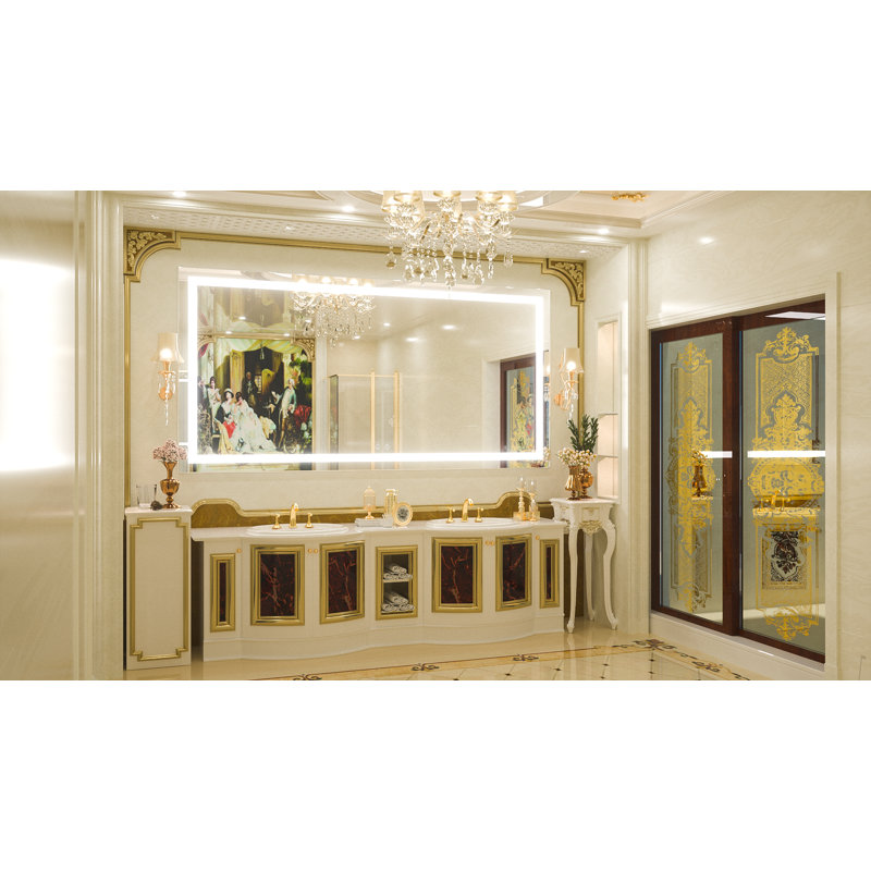 Miroir de salle de bain Martrez sans cadre avec éclairage DEL, luminosité réglable, fonction mémoire et traitement antibuée
