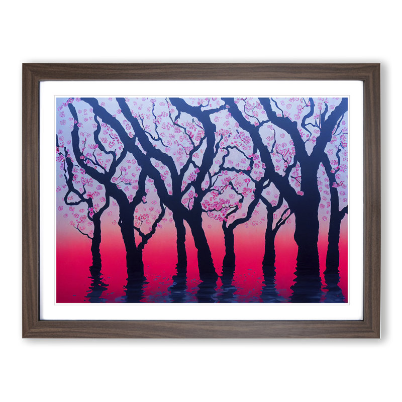 Cherry Blossom Tree View - Framed Print, 25cm H x 34cm W x 2cm D, Walnut