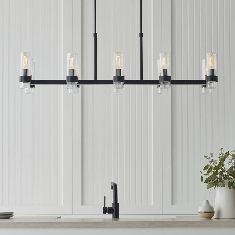 10 - Light Dimmable Linear Chandelier, Aged Iron