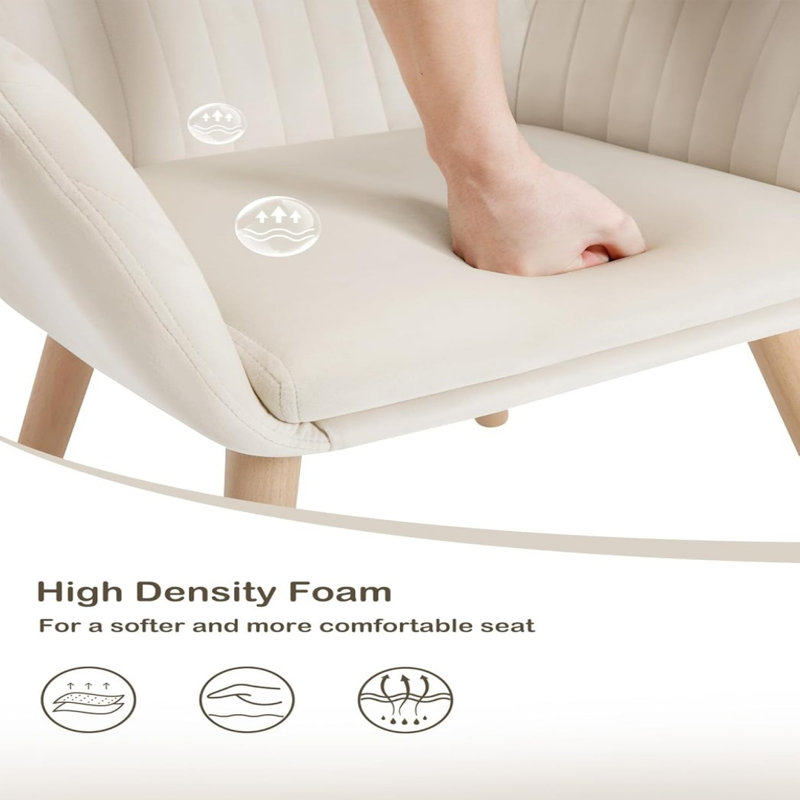 Mirakel 47cm H Velvet Upholstered Armchair, 4, Cream