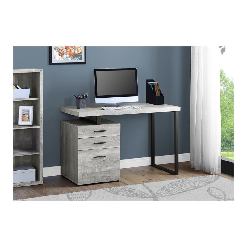 Bureau d'ordinateur, bureau personnel, ordinateur portable, installation à gauche, à droite, tiroirs de rangement, L 48 po, travail, métal stratifié, contemporain, moderne