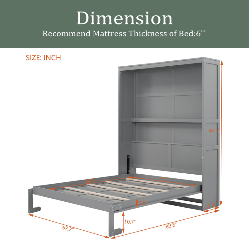 Jimya Murphy Storage Bed, Gray, Queen
