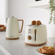 Cream And Wood Textured Scandi Fast Boil Kettle 1.7L