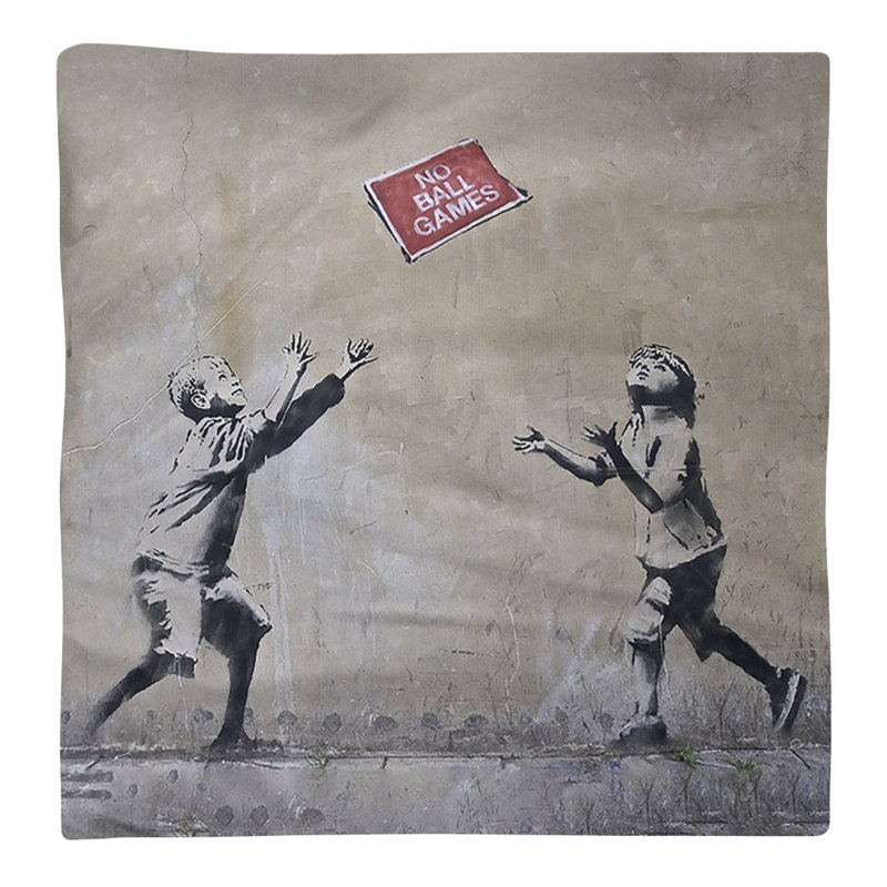 Banksy Graffiti No Pattern Square Napkin, 10" x 10", Cotton Twill