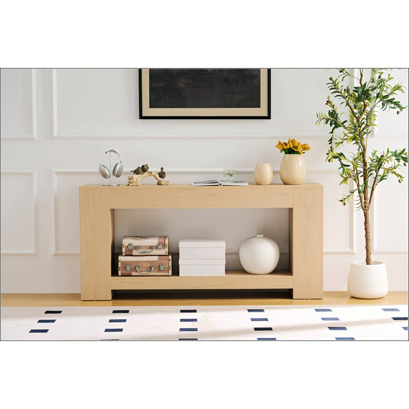 Rustic Wooden Rectangular Side Table, Perfect For Behind Sofa Or Entryway, Enhancing Home Decor And Functionality.