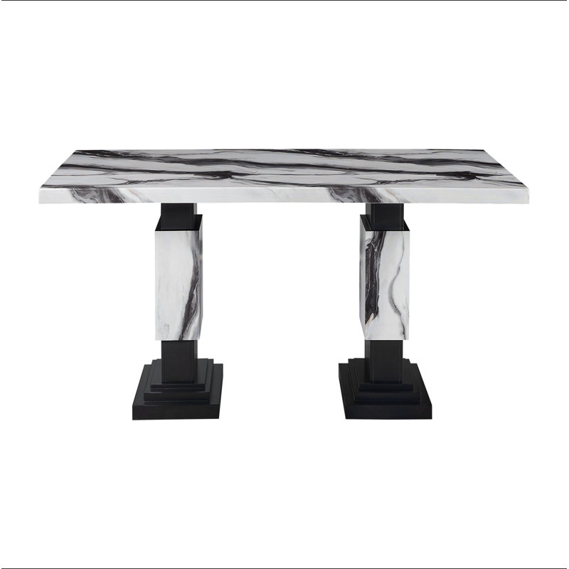 STACEY ZEBRA WHITE/BLACK DINING TABLE, Multicolor