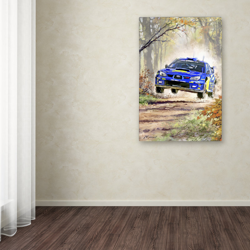 Blue Rally Car Forest Path Canvas Art, 12 x 19