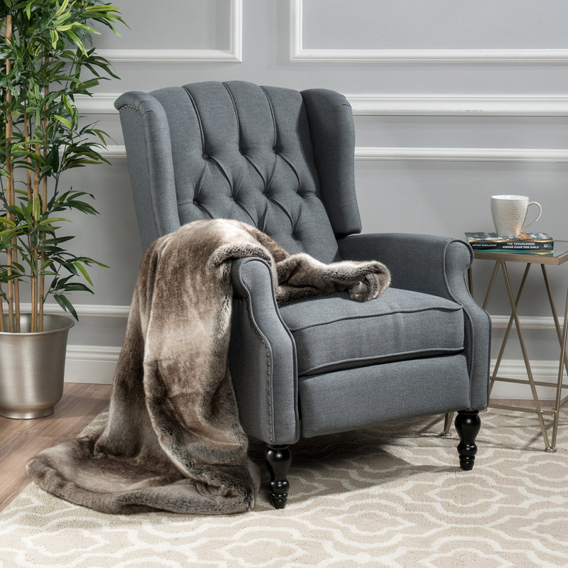 Fauteuil inclinable gris anthracite en tissu capitonné, Gris anthracite