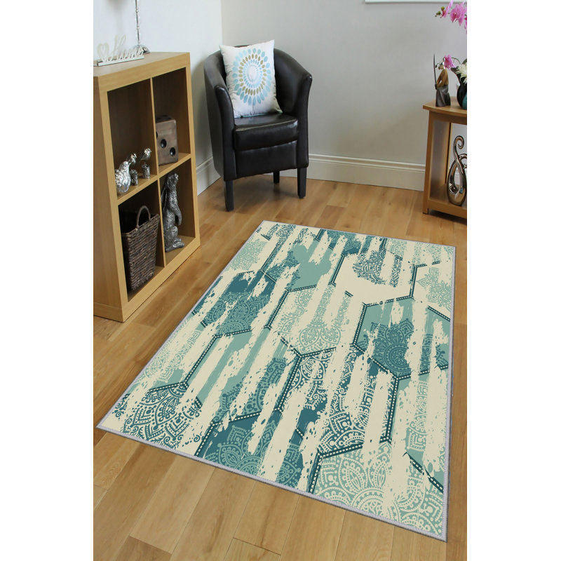 Soft Hall Carpet 2.6 x 4.9 Feet | 100% Polyester, 0.04 in Pile Height | Antibacterial, Non-Slip Underside | Woven with 3D Digital Printing | Machine Washable | Durable & Stylish for Entryways & Living Rooms