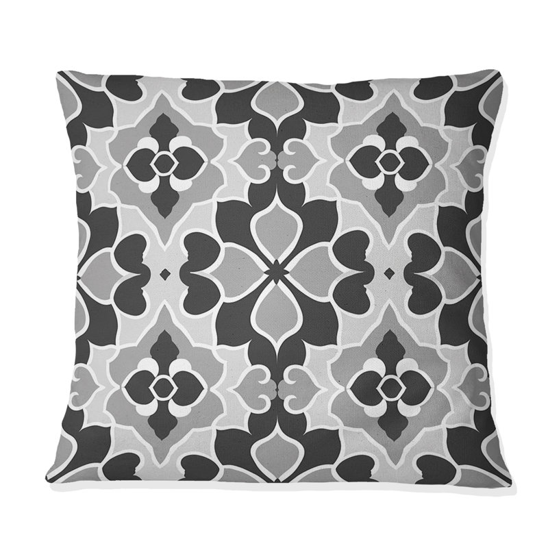 Noir, gris, géométrique rétro - coussin géométrique rétro, H 16 po x l 16 po