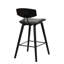 Tabouret de bar moderne en similicuir gris et bois noir 28,5 po