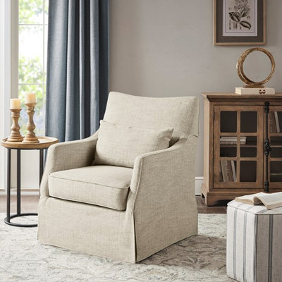 Chaise à jupe beige avec cadre en mousse haute et contreplaqué pour les espaces de vie