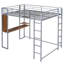 Lit mezzanine en métal argenté, taille double, avec 2 tablettes et bureau - étagère de bureau, structure argentée-1040446876