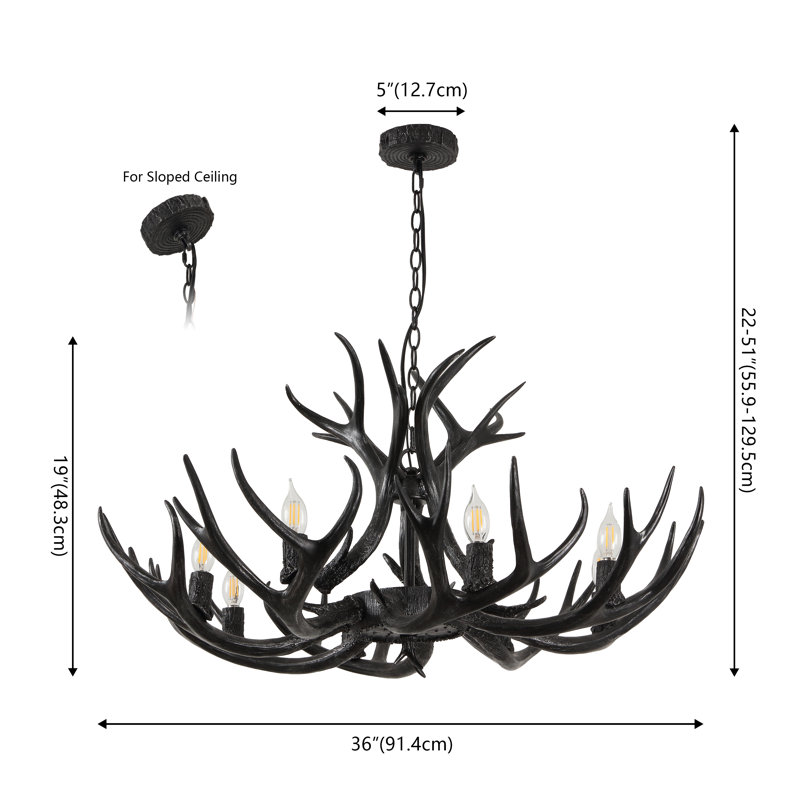 Lustre Rohrbach, 19" H x 36" W x 36" D, Noir