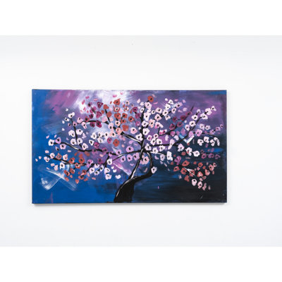 Enchanting 47'' X 27'' Wall Canvas - Pink, Hand-painted For Spring Terrarium Room Fascinating Garden