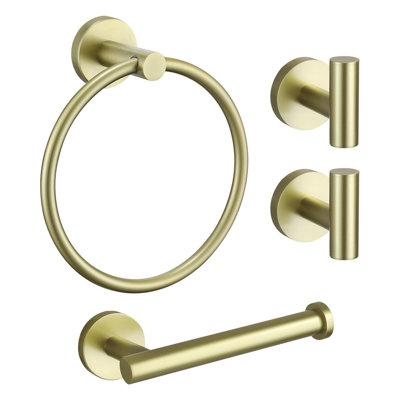 Ensemble d'accessoires de salle de bain 4 pièces avec porte-peignoir et porte-papier hygiénique