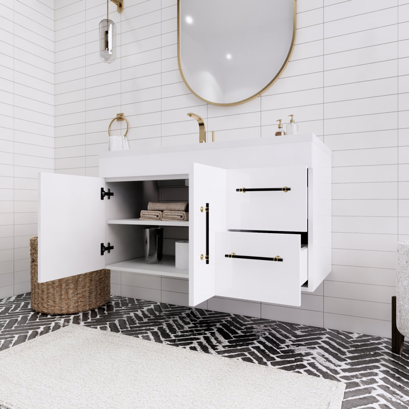 Ensemble de meuble-lavabo simple 42 po Trevah, Blanc brillant