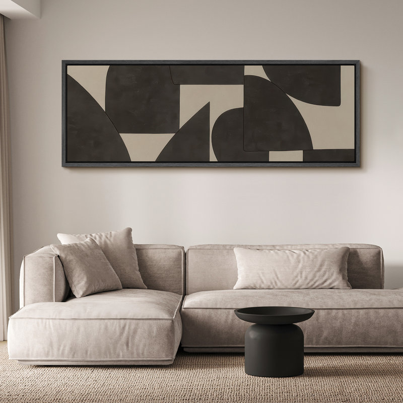 Grande impression sur toile encadrée, reproduction abstraite pour décoration intérieure moderne, Noir, H 20 po x l 60 po