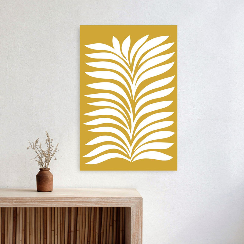 Golden Palm Fronds Abstract Elegant Minimalist Palm Nature Plant Wall Art Print 1 Piece Wrapped Canvas Wall Art