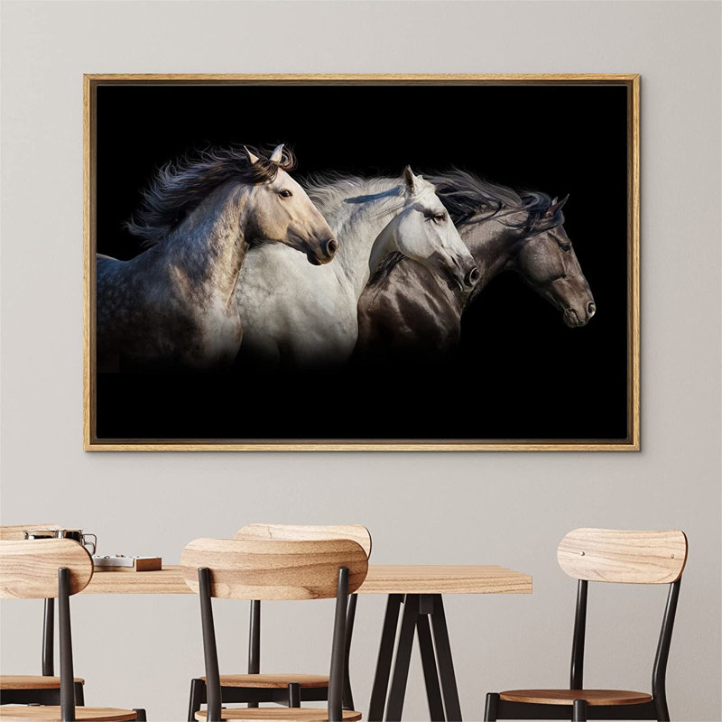 Courir les chevaux IDÉE4WALL, reproduction d'art sur toile encadrée, vue de profil de cheval, H 16 po x l 24 po x P 1,5 po