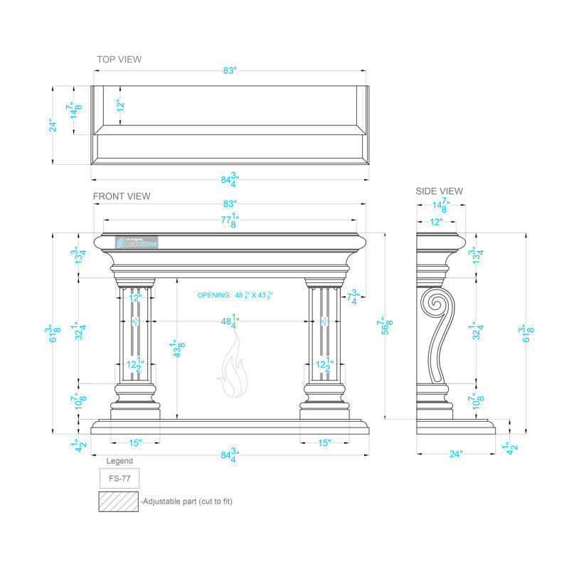 San Lazzaro Fireplace Surround, Smooth Gray