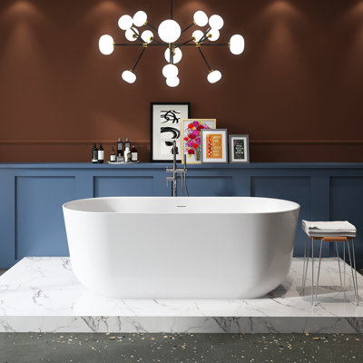 67" Freestanding Soaking Acrylic Bathtub