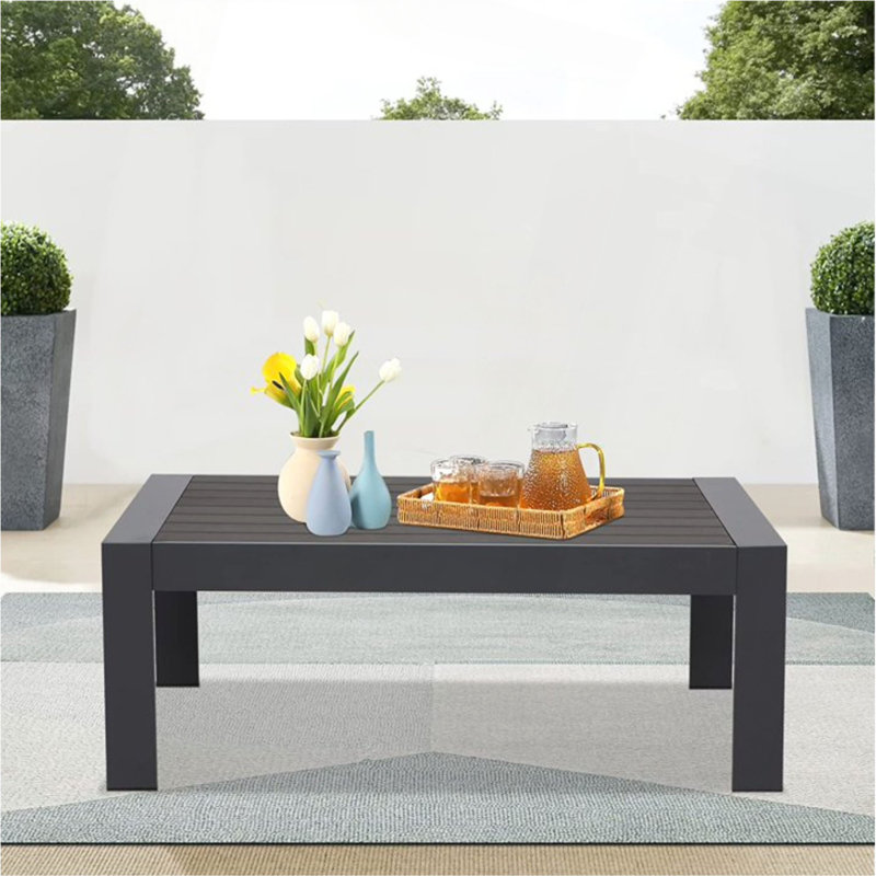 Table basse d'extérieur en aluminium 43 po, Gris