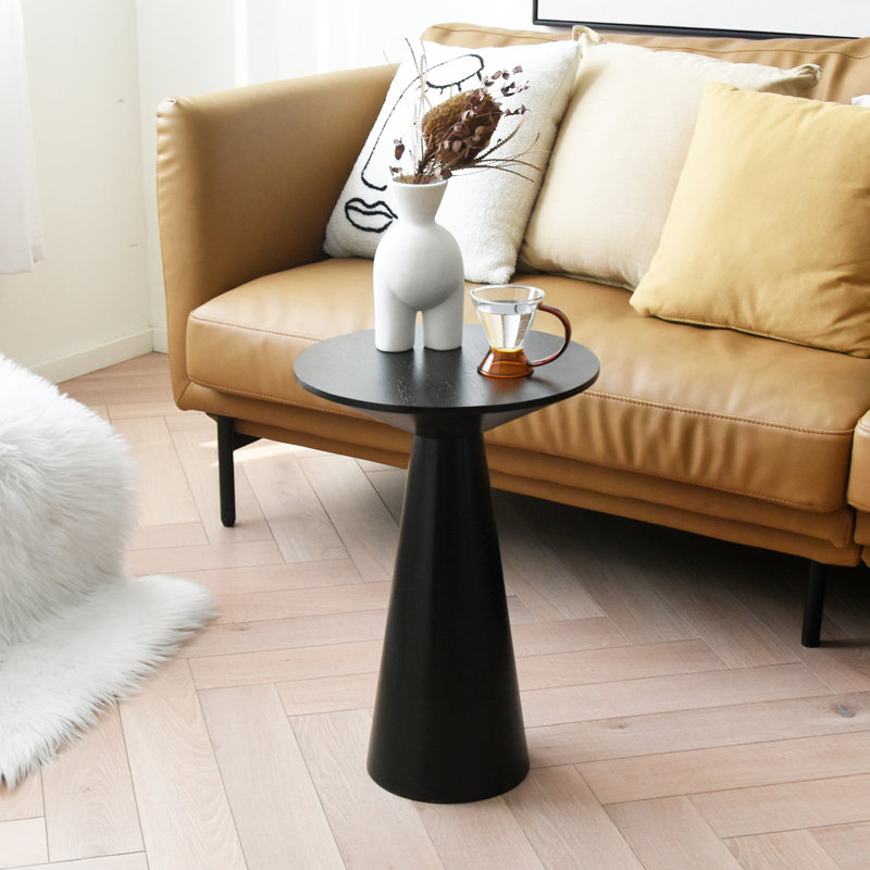 Modern round top table, simple leisure dining table, Nordic coffee table, milk tea, bargain table, table, small round table, side table, size: 34cm / 13.5in (wood color)
