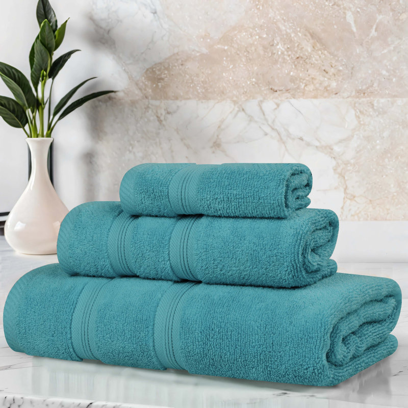 Superior Smart Dry 100% Cotton 3-Piece Towel Set, Turquoise