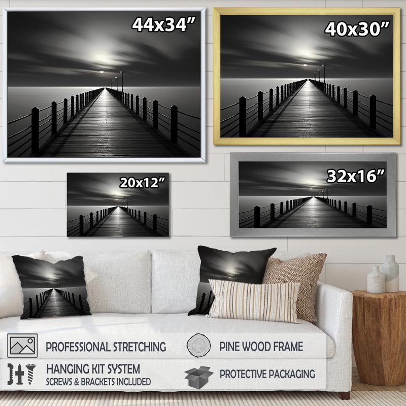 «Bridge To Nowhere Scenery III», reproduction sur toile, H 34 po x l 44 po x P 1,5 po, Cadre flottant blanc