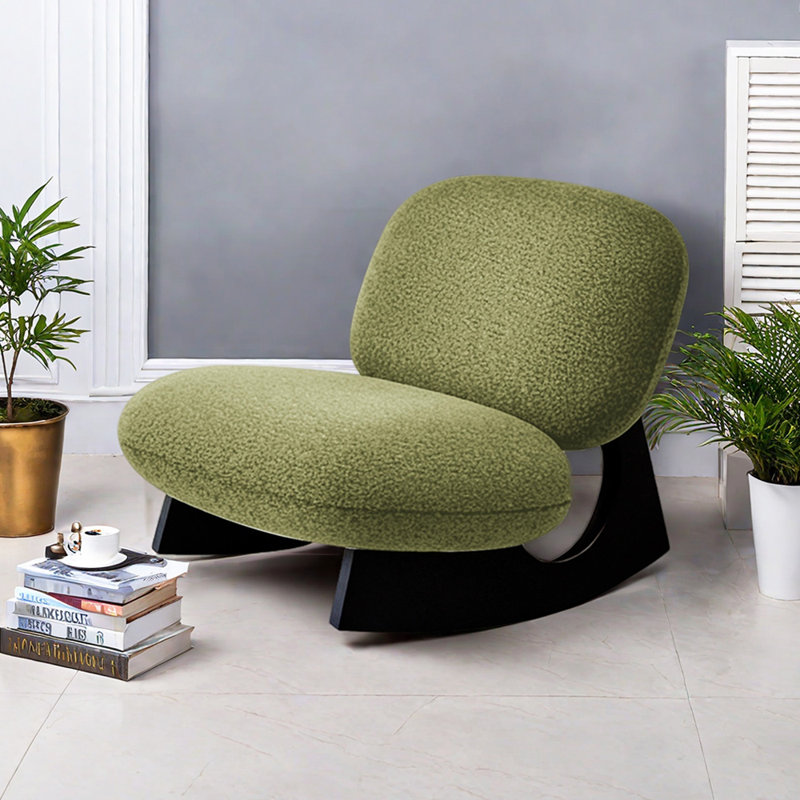 Chaise berçante simple en bois massif, Vert, Noir