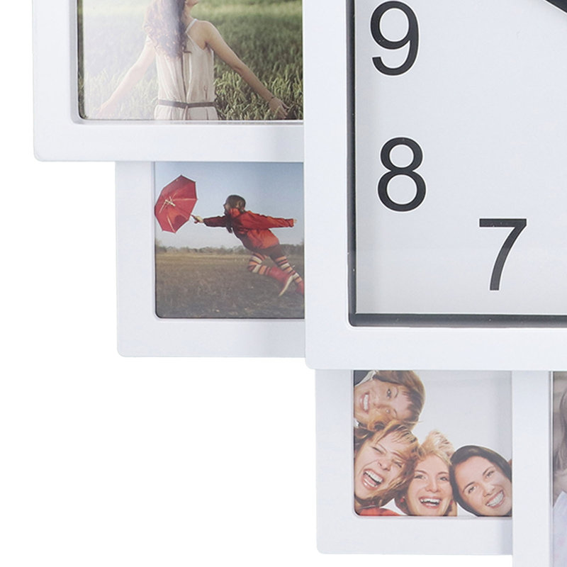 Horloge murale avec cadre photo blanc de 15,35 pouces, personnalisable à faire soi-même pour la décoration intérieure