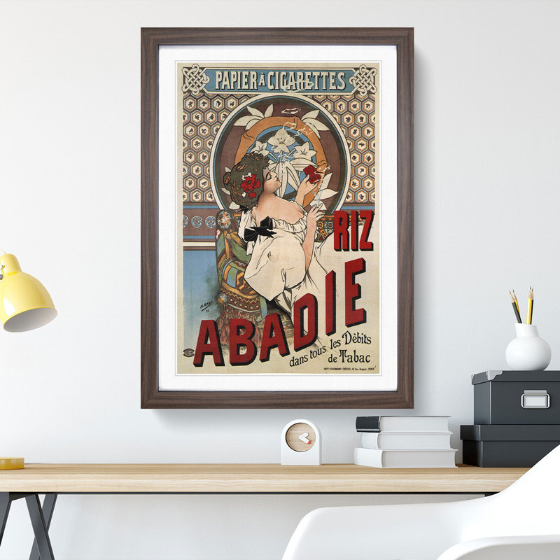 Rolling Paper by Alphonse Mucha - Picture Frame Painting, 36cm H x 27cm W x 2cm D, Walnut Framed