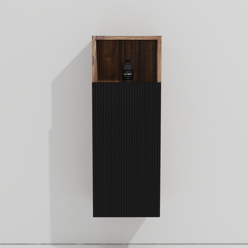 CC1014S110309 - Armoire d'appoint flottante noire et noyer pour salle de bain