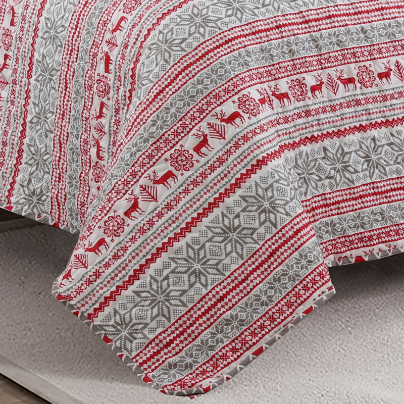 Fez Polyester Abstract Quilt, Queen Quilt + 3 Standard Shams