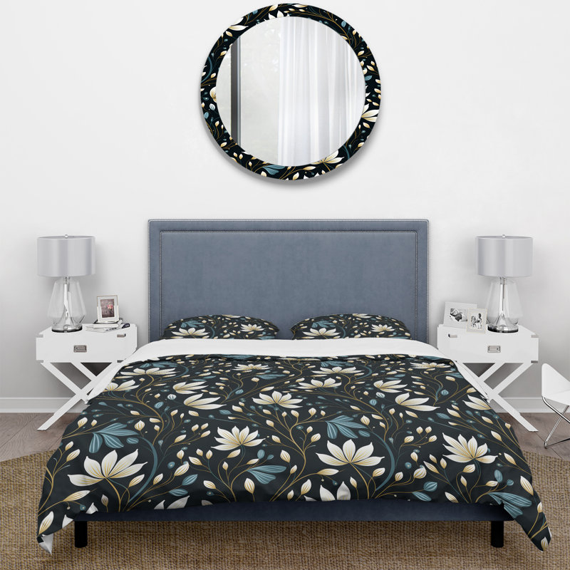 Ensemble de housse de couette blanc et noir minimaliste, Housse de couette simple + 1 taie décorative stan