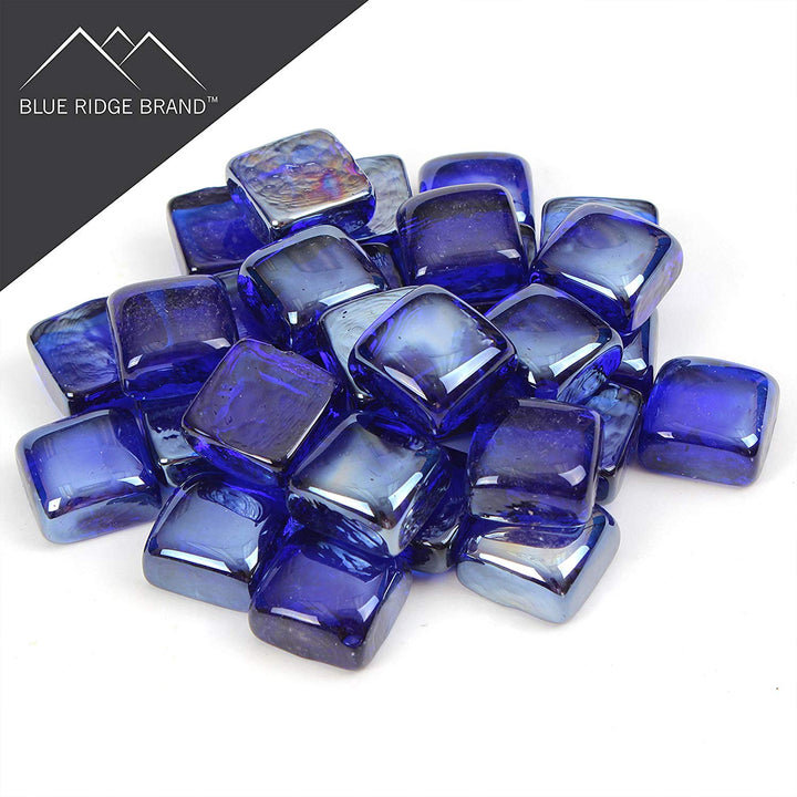 Aqua Blue Reflective Glass Cubes for Fire Pits, 10 Pound