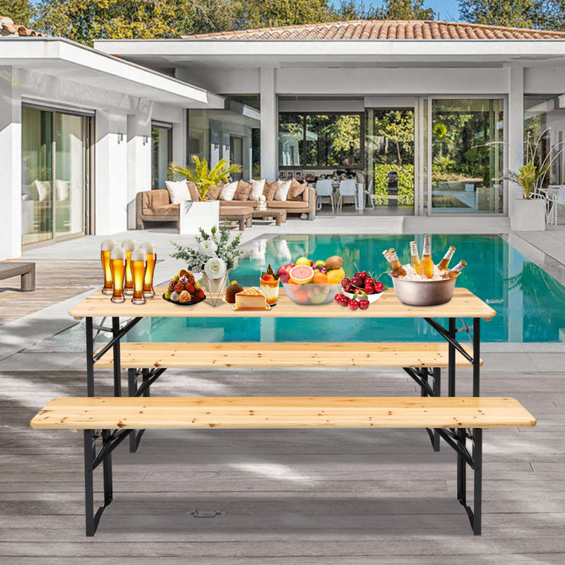 Aleacia 6 - Person Wicker Patio Dining Set with Rectangular Table