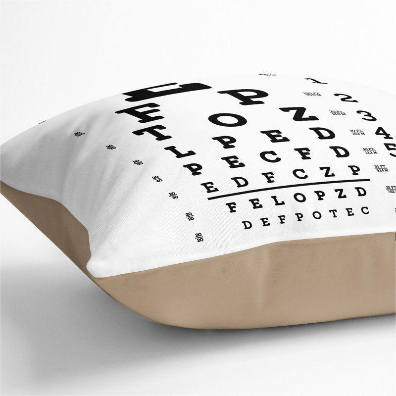Eye Test Chart Typography Scatter Cushion, 40cm H x 40cm W x 15cm D, Stone