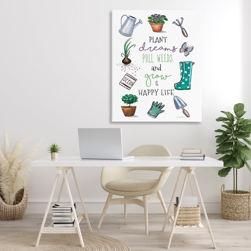 «Grow a Happy Life», art mural sur toile par Elizabeth Tyndal, H 48 po x l 36 po