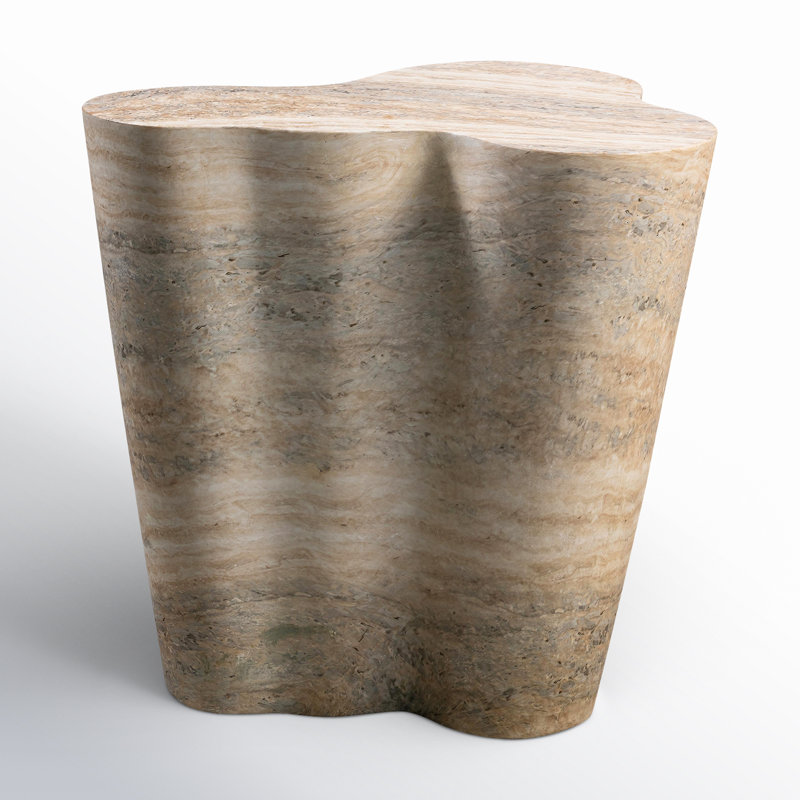 Barrett Slab Table, 22" H x 22" W x 18" D, Travertine