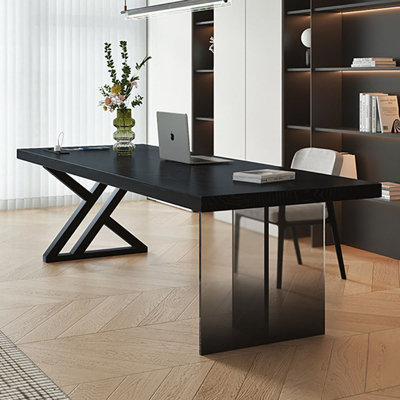 Bureau en bois massif noir: pieds en acrylique