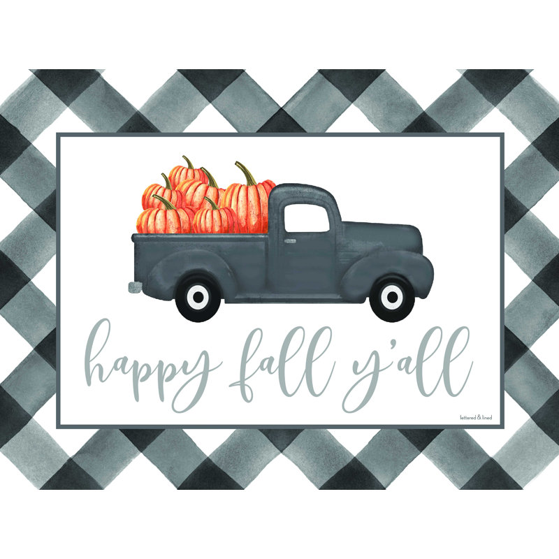 «Happy Fall Y'all», reproduction sur toile tendue, H 24 po x l 32 po