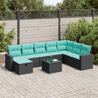 Ensemble de canapés de patio 9 pièces avec coussins pour l'extérieur