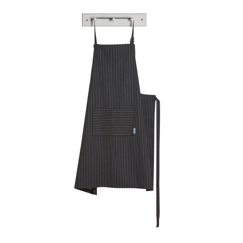Pinstripe Black Cotton Twill Unisex Bib Apron