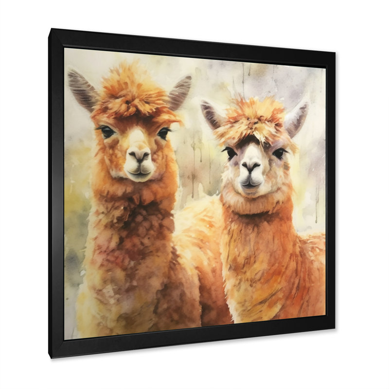 Alpagas gracieux sur toile, H 24 po x l 24 po x P 1 po, Cadre simple noir