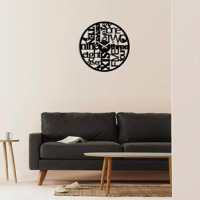 Horloge murale 19 po Lowther, Noir / argent