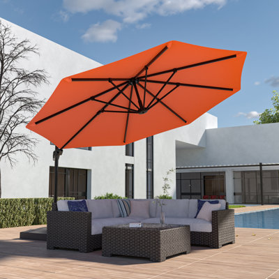 Danasha 132.00'' Cantilever Umbrella with Crank Lift , Counter Weights Included