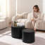 Ensemble de 2 tables basses rondes en bois rondes avec pieds antidérapants pour salon, chambre à coucher, bureau, balcon, terrasse, petit espace, noir mat