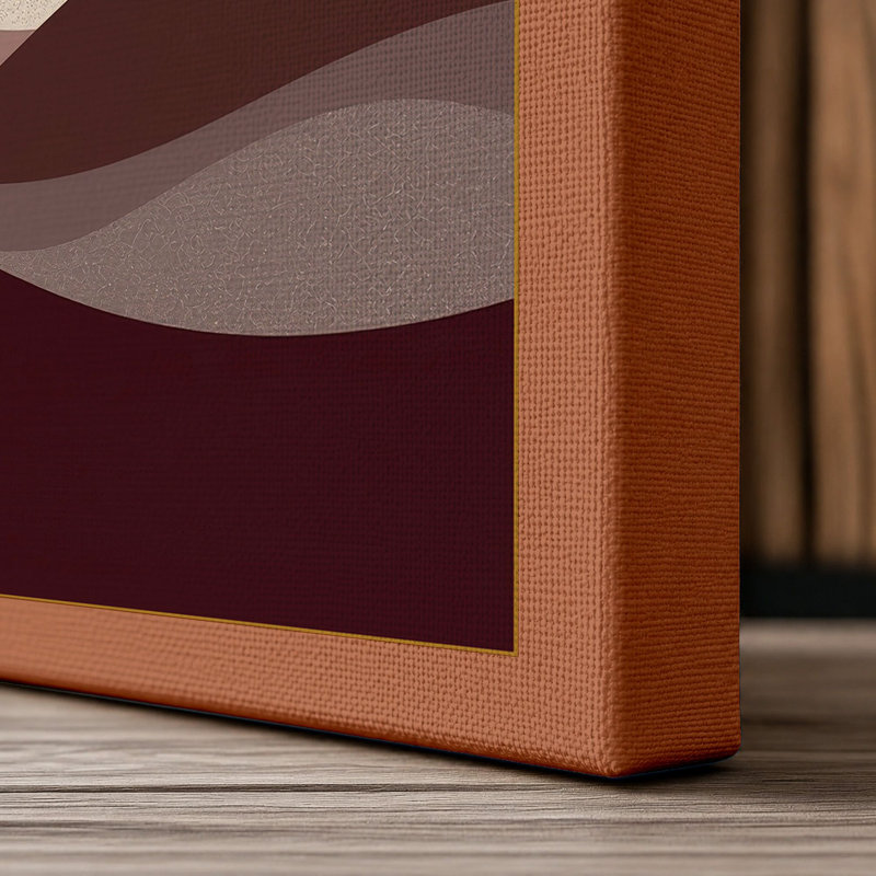 Layered Waves Minimalist - Wrapped Canvas, 30x20 - 76.2 x 50.8 cm, Terracotta Border
